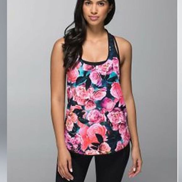 Lululemon Floral loose fit Tank Top 6 Lightened Up Secret Garden - Picture 1 of 10